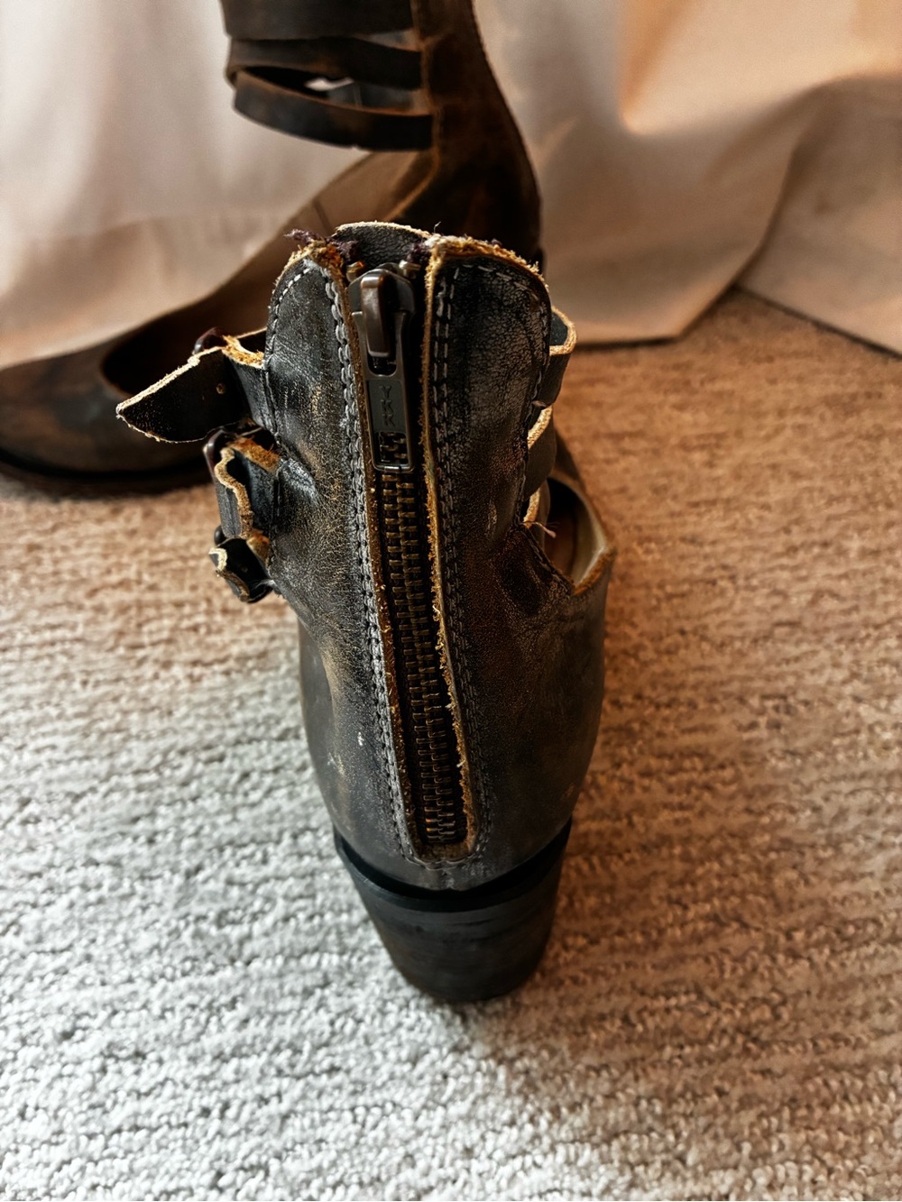 Freebird by Steven Metallic Bronze Triple-Strap Block Heel Boots - Picture 3 of 8